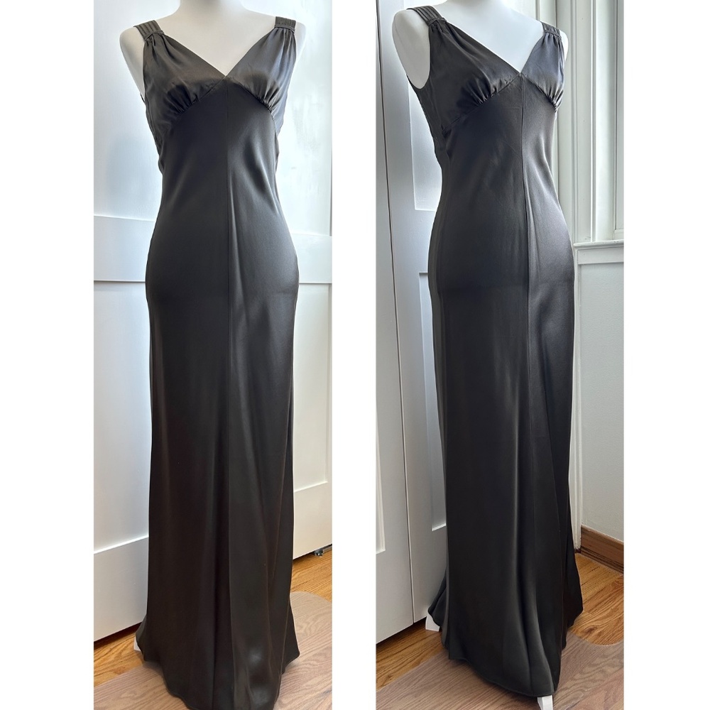 Banana Republic NWT Sleeveless Stretch-Satin Silk Maxi Dress Brown 0P